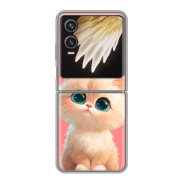 Пластиковый чехол на Tecno Phantom V Flip 2 с принтом Розовый котенок