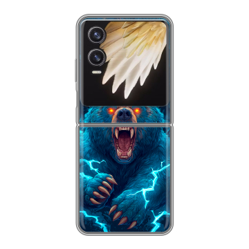 Пластиковый чехол на Tecno Phantom V Flip 2 с принтом Медведь