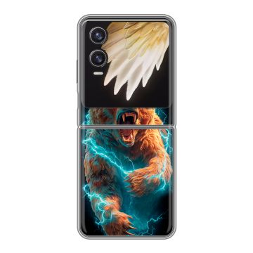 Пластиковый чехол на Tecno Phantom V Flip 2 с принтом Медведь
