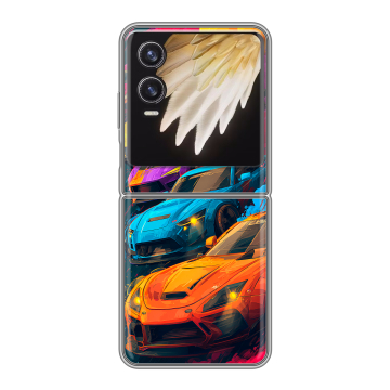 Пластиковый чехол на Tecno Phantom V Flip 2 с принтом Тачки