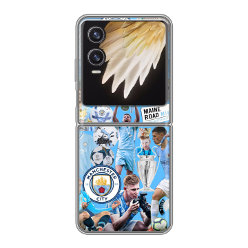 Пластиковый чехол на Tecno Phantom V Flip 2 с принтом Man City Манчестер Сити