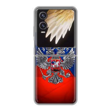 Пластиковый чехол на Tecno Phantom V Flip 2 с принтом Флаг России