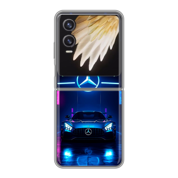 Пластиковый чехол на Tecno Phantom V Flip 2 с принтом Mercedes Мерседес