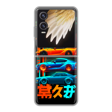 Пластиковый чехол на Tecno Phantom V Flip 2 с принтом машины тачки