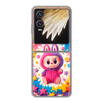 Пластиковый чехол на Tecno Phantom V Flip 2 с принтом Labubu Лабубу