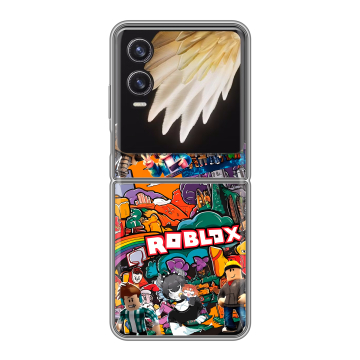 Пластиковый чехол на Tecno Phantom V Flip 2 с принтом Roblox Роблокс