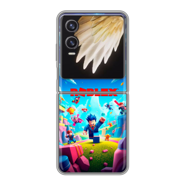 Пластиковый чехол на Tecno Phantom V Flip 2 с принтом Roblox Роблокс