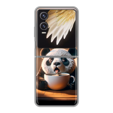 Пластиковый чехол на Tecno Phantom V Flip 2 с принтом смешная панда Пластиковый чехол на Tecno Phantom V Flip 2 с принтом смешная панда