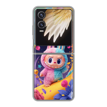 Пластиковый чехол на Tecno Phantom V Flip 2 с принтом Labubu Лабубу