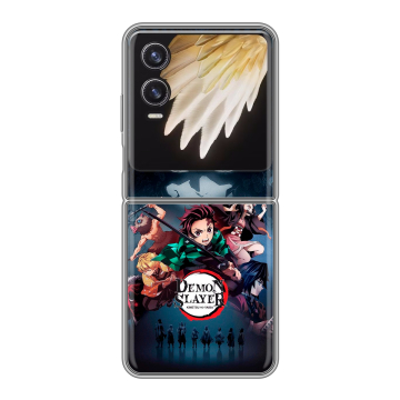 Пластиковый чехол на Tecno Phantom V Flip 2 с принтом Demon Slayer Клинок рассекающий демонов
