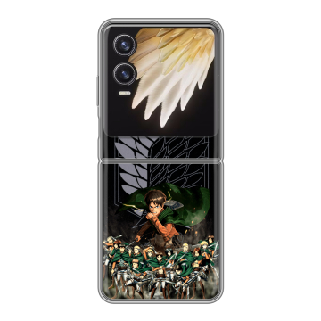 Пластиковый чехол на Tecno Phantom V Flip 2 с принтом Атака титанов Пластиковый чехол на Tecno Phantom V Flip 2 с принтом Атака титанов