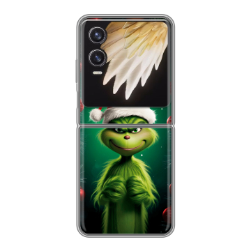 Пластиковый чехол на Tecno Phantom V Flip 2 с принтом Гринч Новый год Рождество