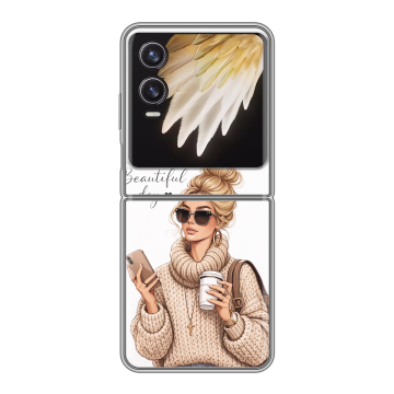 Пластиковый чехол на Tecno Phantom V Flip 2 с принтом женский Пластиковый чехол на Tecno Phantom V Flip 2 с принтом женский