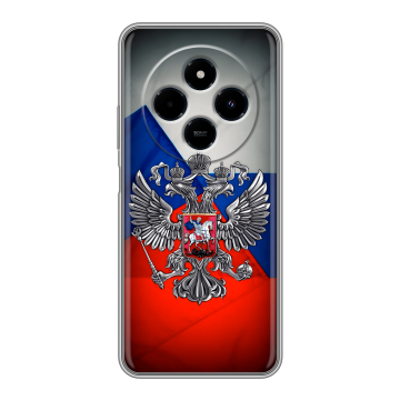 Силиконовый чехол на Poco C75 с принтом Флаг России