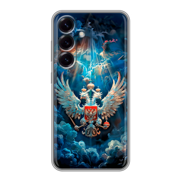 Силиконовый чехол на Samsung Galaxy S25 с принтом Герб флаг России Силиконовый чехол на Samsung Galaxy S25 с принтом Герб флаг России