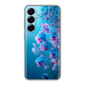 Силиконовый чехол на Samsung Galaxy S25 с принтом голубые орхидеи Силиконовый чехол на Samsung Galaxy S25 с принтом голубые орхидеи