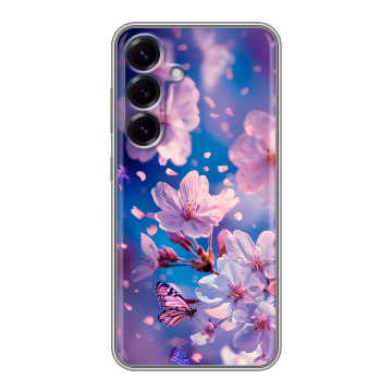 Силиконовый чехол на Samsung Galaxy S25 с принтом цветы бабочки Силиконовый чехол на Samsung Galaxy S25 с принтом цветы бабочки