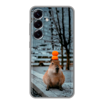Силиконовый чехол на Samsung Galaxy S25 с принтом капибара Силиконовый чехол на Samsung Galaxy S25 с принтом капибара