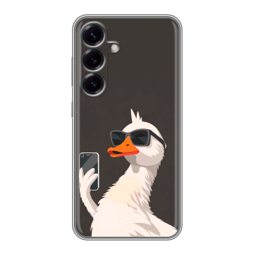 Силиконовый чехол на Samsung Galaxy S25 с принтом утка в очках Силиконовый чехол на Samsung Galaxy S25 с принтом утка в очках