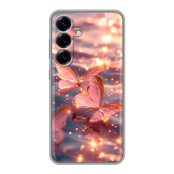 Силиконовый чехол на Samsung Galaxy S25 с принтом бабочки розовые Силиконовый чехол на Samsung Galaxy S25 с принтом бабочки розовые