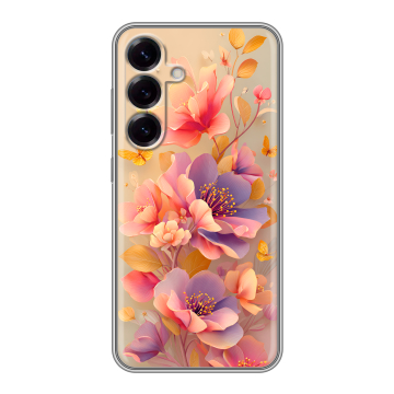 Силиконовый чехол на Samsung Galaxy S25 с принтом Цветы и бабочки Силиконовый чехол на Samsung Galaxy S25 с принтом Цветы и бабочки