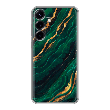 Силиконовый чехол на Samsung Galaxy S25 Plus с принтом Мрамор зеленое золото Силиконовый чехол на Samsung Galaxy S25 Plus с принтом Мрамор зеленое золото