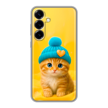 Силиконовый чехол на Samsung Galaxy S25 Plus с принтом Котенок в шапке