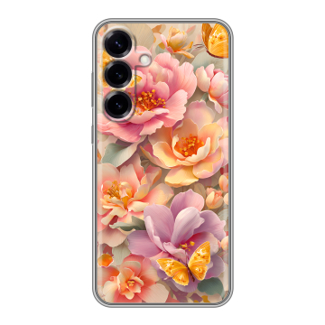 Силиконовый чехол на Samsung Galaxy S25 Plus с принтом Цветы и бабочки Силиконовый чехол на Samsung Galaxy S25 Plus с принтом Цветы и бабочки