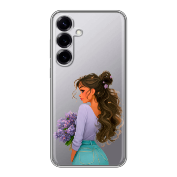 Силиконовый чехол на Samsung Galaxy S25 Plus с принтом девушка цветы Силиконовый чехол на Samsung Galaxy S25 Plus с принтом девушка цветы