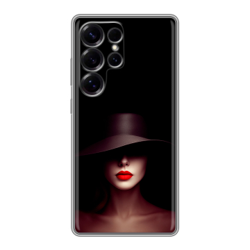 Силиконовый чехол на Samsung Galaxy S25 Ultra с принтом Девушка в шляпе Силиконовый чехол на Samsung Galaxy S25 Ultra с принтом Девушка в шляпе