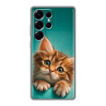 Силиконовый чехол на Samsung Galaxy S25 Ultra с принтом котенок Силиконовый чехол на Samsung Galaxy S25 Ultra с принтом котенок