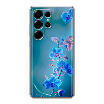 Силиконовый чехол на Samsung Galaxy S25 Ultra с принтом Голубые цветы Силиконовый чехол на Samsung Galaxy S25 Ultra с принтом Голубые цветы