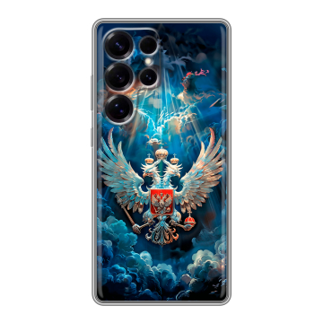 Силиконовый чехол на Samsung Galaxy S25 Ultra с принтом Герб флаг России Силиконовый чехол на Samsung Galaxy S25 Ultra с принтом Герб флаг России