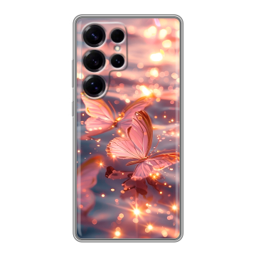 Силиконовый чехол на Samsung Galaxy S25 Ultra с принтом бабочки розовые Силиконовый чехол на Samsung Galaxy S25 Ultra с принтом бабочки розовые