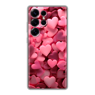 Силиконовый чехол на Samsung Galaxy S25 Ultra с принтом розовые сердечки Силиконовый чехол на Samsung Galaxy S25 Ultra с принтом розовые сердечки