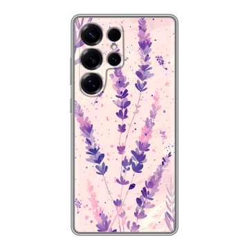 Силиконовый чехол на Samsung Galaxy S25 Ultra с принтом цветы лаванда Силиконовый чехол на Samsung Galaxy S25 Ultra с принтом цветы лаванда