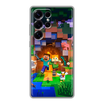 Силиконовый чехол на Samsung Galaxy S25 Ultra с принтом Майнкрафт Minecraft