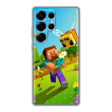 Силиконовый чехол на Samsung Galaxy S25 Ultra с принтом Майнкрафт Minecraft