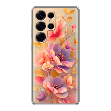 Силиконовый чехол на Samsung Galaxy S25 Ultra с принтом Цветы и бабочки