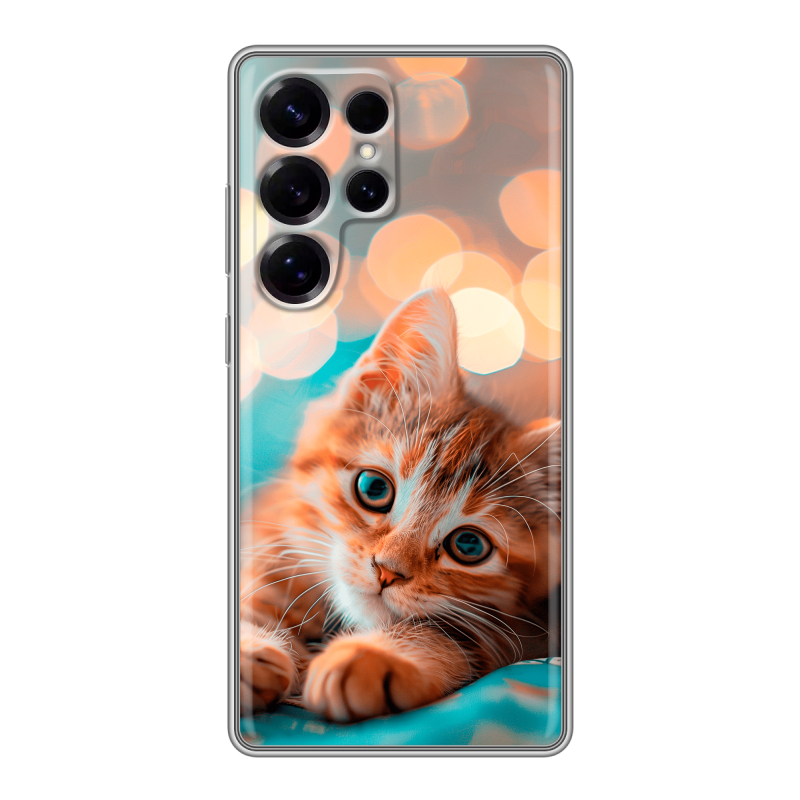 Силиконовый чехол на Samsung Galaxy S25 Ultra с принтом котик Силиконовый чехол на Samsung Galaxy S25 Ultra с принтом котик