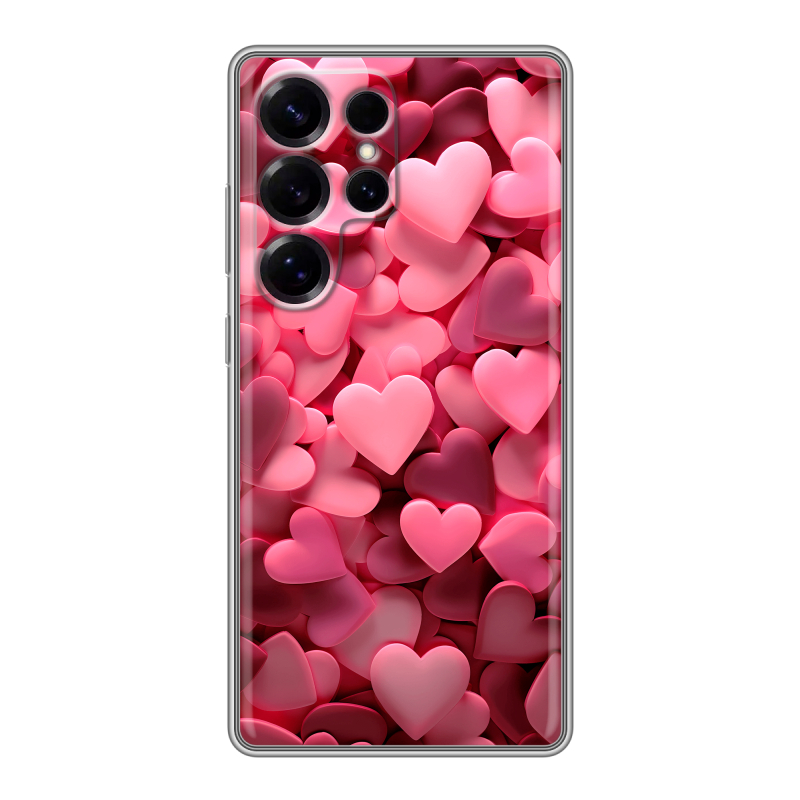 Силиконовый чехол на Samsung Galaxy S25 Ultra с принтом розовые сердечки Силиконовый чехол на Samsung Galaxy S25 Ultra с принтом розовые сердечки