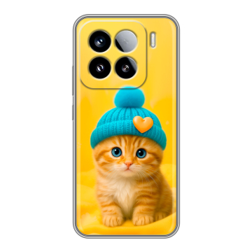 Силиконовый чехол на Xiaomi 15 с принтом Котенок в шапке