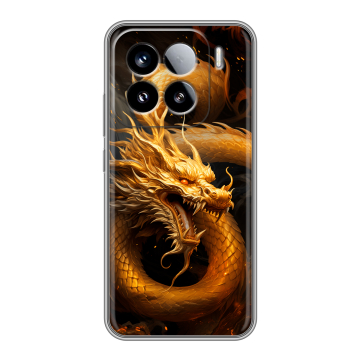 Силиконовый чехол на Xiaomi 15 с принтом Золотой дракон