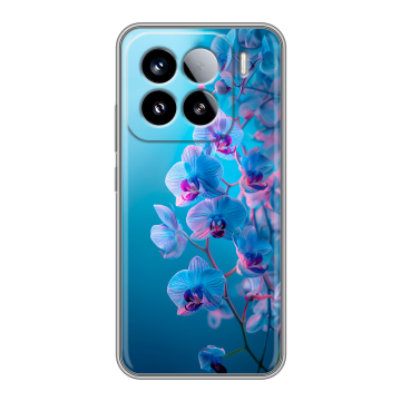 Силиконовый чехол на Xiaomi 15 с принтом голубые орхидеи Силиконовый чехол на Xiaomi 15 с принтом голубые орхидеи