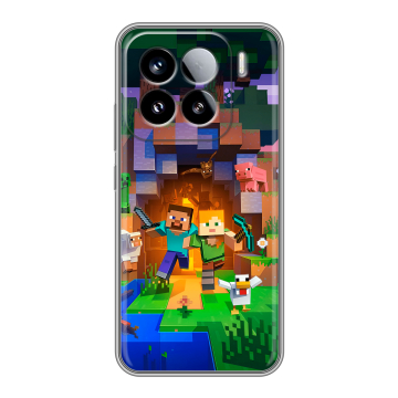 Силиконовый чехол на Xiaomi 15 с принтом Майнкрафт Minecraft