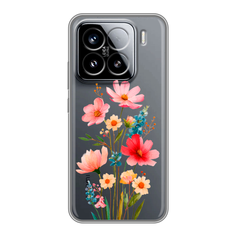 Силиконовый чехол на Xiaomi 15 с принтом Цветы Силиконовый чехол на Xiaomi 15 с принтом Цветы