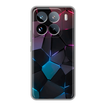 Силиконовый чехол на Xiaomi 15 Pro с принтом Геометрия неона