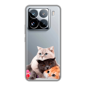 Силиконовый чехол на Xiaomi 15 Pro с принтом Кошки