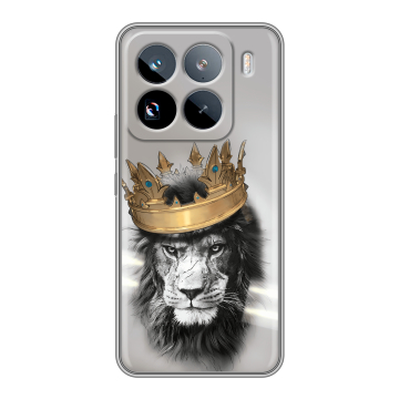Силиконовый чехол на Xiaomi 15 Pro с принтом Лев с короной