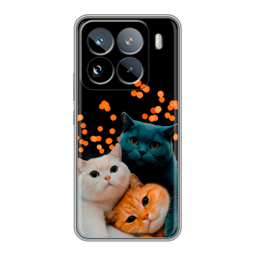 Силиконовый чехол на Xiaomi 15 Pro с принтом Кошки